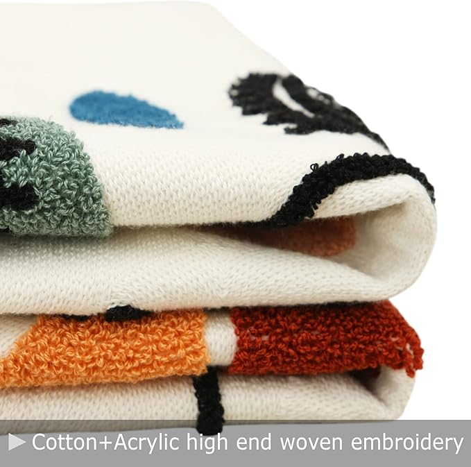 Merrycolor Soft Aesthetic Decorative Throw Pillow Covers 18x18 Modern Abstract Face Art Pillow Covers Colorful Embroidery Square Cushion Case Boho Cute Pillows for Bedroom Couch Sofa Living Room,1PC