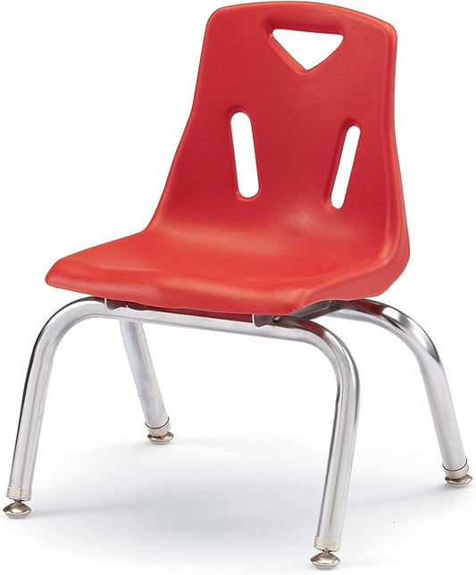 Jonti-Craft Berries 8140JC1008 Stacking Chair with Chrome-Plated Legs, 10" Height, Red