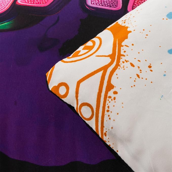 NTBED Game Console Comforter Set for Boys Girls Kids Tie Dye GamingLightweight Microfiber Gamer Bedding Sets (Multi, Full 5Pcs)