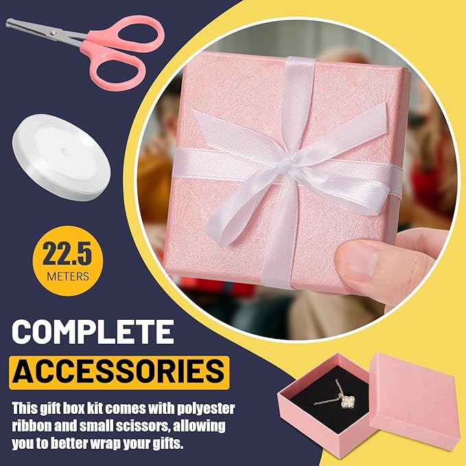 Glarks 17pcs 2.95 x 2.95in Jewelry Gifts Boxes Kit, Pink Fan Shaped Jewelry Boxes for Ring Earring Jewelry, Christmas, Birthday, Anniversaries, Valentine’s Day, Mother’s Day and Other Festivals