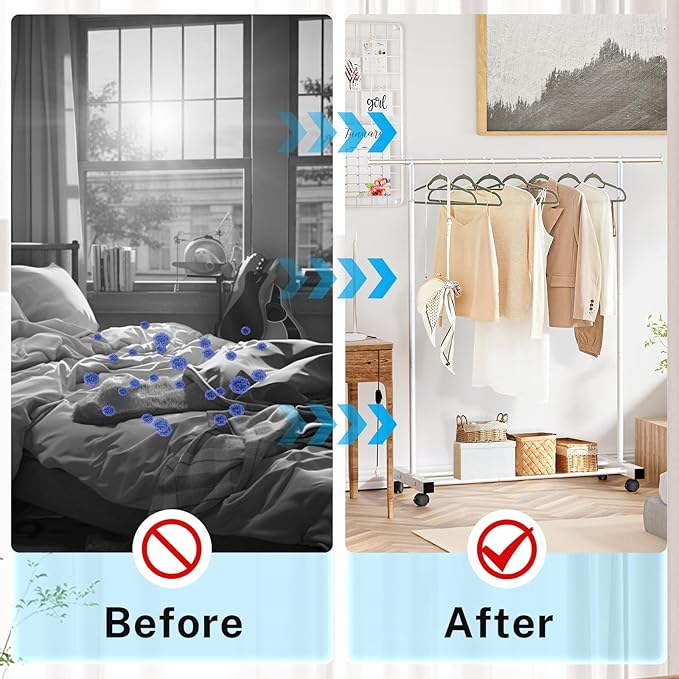 Clothing Rack, 55.51 Inch Heavy Duty Clothes Rack Rolling Garment Rack with Wheels and Bottom Shelf, 130LB Capacity Clothes Racks for Hanging Clothes, Coats, Shirts, Sweaters, Skirts, White