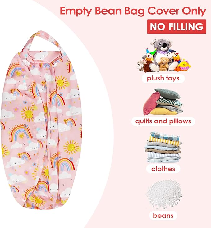 Bean Bag Chair for Kids Stuffed Animal Storage Beanbag Chairs,Toddler Toy Storage Organizer for Girls and Boys,Large 32'' Cover Only（No Filling)