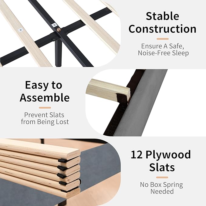 Twin Size Upholstered Platform Bed Frame with Modern Wingback & Vertical Panel Headboard, Velvet Fabric, Wooden Legs & Slats Support, No Box Spring Needed, Noise-Free & Easy Assembly, Grey