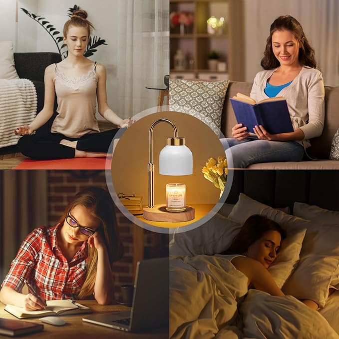 Candle Warmer Lamp with Dimmer Adjustable Height,Mothers Day Gifts,Electric Wax Warmer Vintage Home Decor,2/4/8H Timer,Wax Melt Warmer for Scented Jar Candles