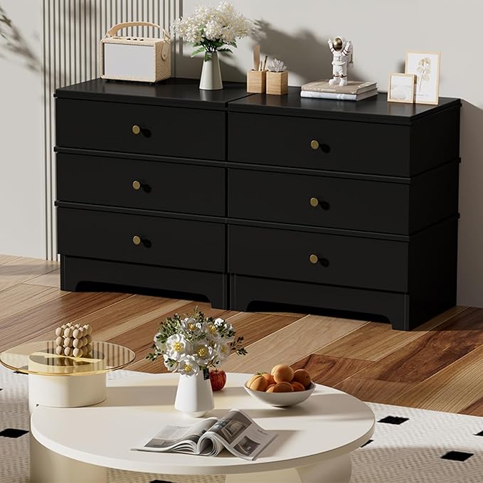 3 Drawer Nightstand with Charging Station,24" Farmhouse Night Stand & Modern Bedside Table, Wood End Table Storage Cabinet for Bedroom Hallway, Entryway,Black Set of 2