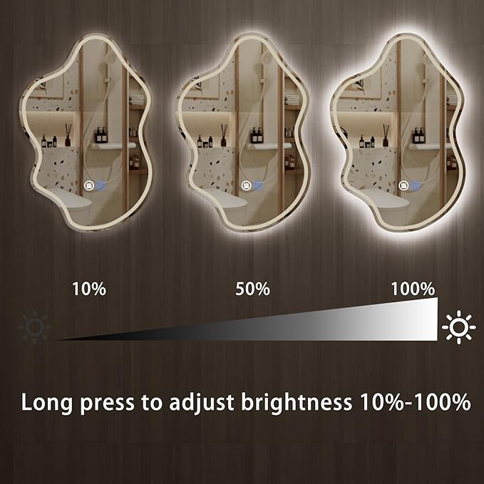 32"x 22" Irregular LED Bathroom Mirror with Lights,Cloud Smart LED Mirror for Bathroom,Dimmable Lighted Bathroom Mirror with Anti-Fog, Backlit and Front Lighted Asymmetrical Vanity Mirror