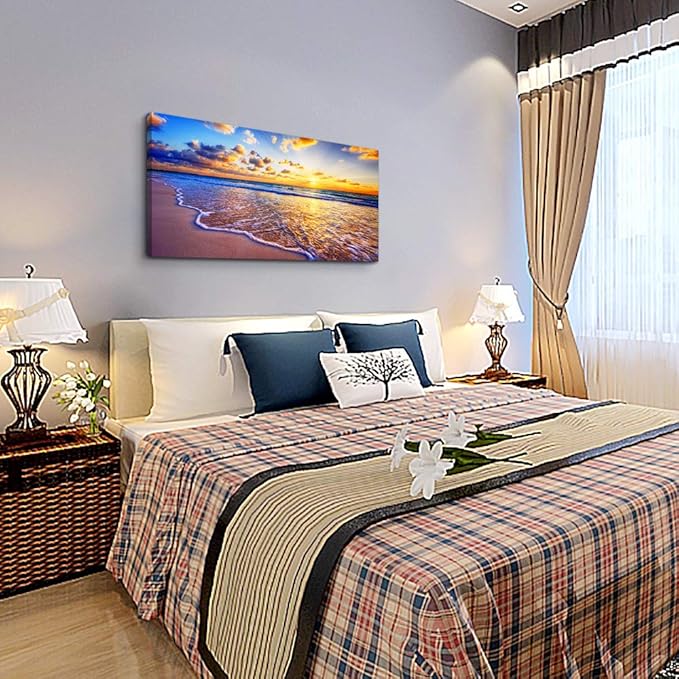 Wall Art for living room Canvas Print Artwork Wall Art Decor Blue ocean waves sun seaview Poster painting bedroom wall decorations Seascape Canvas Prints Picture Office Works Home bathroom wall decor