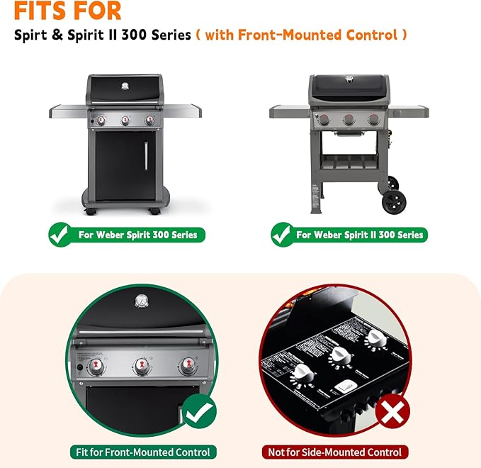 7636 Flavorizer Bars for Weber Spirit I & II 300 Series Gas Grill, and 69787 Burner Replacement Parts Suitable for Weber Spirit E-310 S-310 E-320 S-320 (Front-Mounted Control) Gas Grill