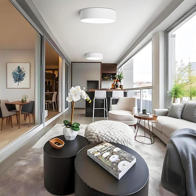 Dimmable LED White Flush Mount Ceiling Light Fixture,Modern Round Hallway Lighting Fixtures,5CCT 2700K-6000K Ceiling Lights Fixtures for Kitchen Bedroom Entryway Laundry Room Closet 11.8 Inch