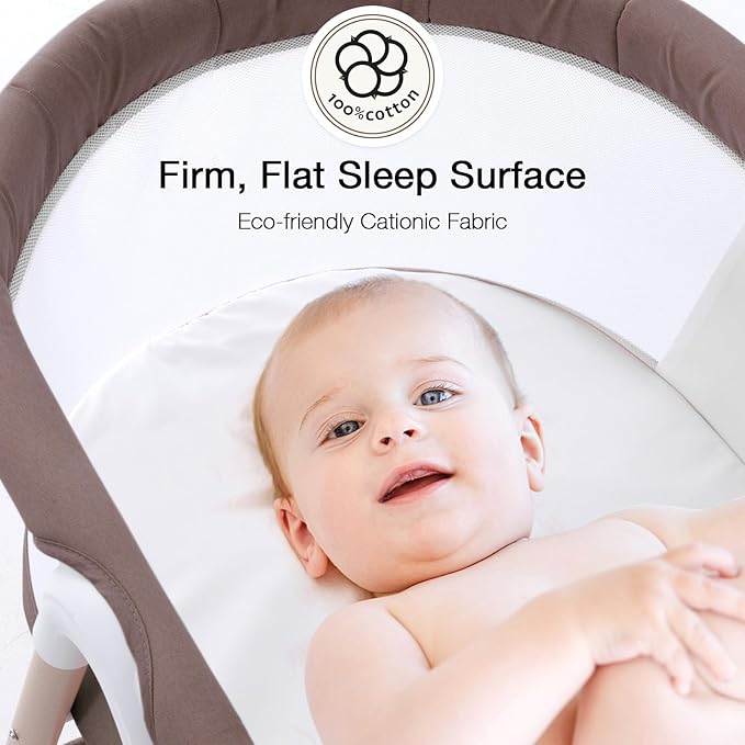 Baby bassinets,3 in1 Baby Crib, Sturdy, Portable & Easy to Assemble,Mosquito net and Portable Bag Included. (Khaki)