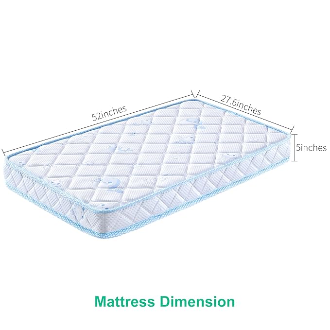 Premium Crib & Toddler Mattress, 100% Knitted Fabric, Premium Fleece Surface-Hypoallergenic, Soft Breathable, 5" Thick-Firm and Optimal Support, Non-Toxic Crib Mattress for Toddler Bed