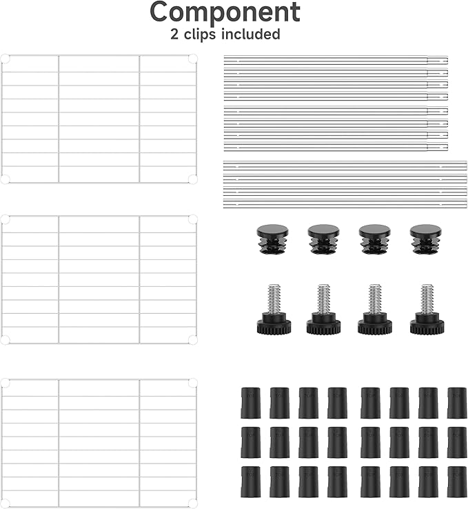 IZEUK 3 Tier Metal Wire Shelving Rack Storage Shelves for Kitchen, Bedroom, Living Room or Laundry Room, Chrome, 17.7" W x 11.8" D x 28.8" H