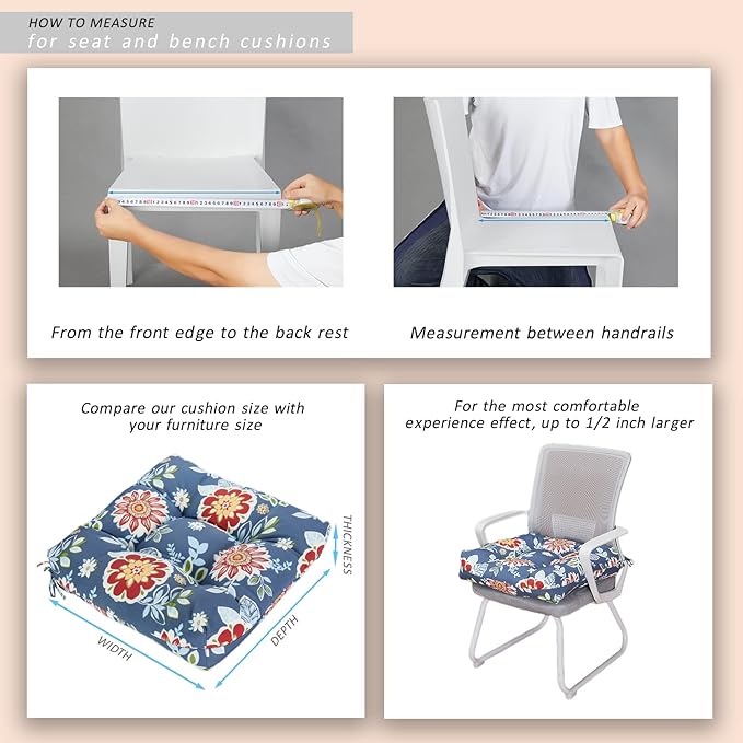 JMGBird Outdoor Chair Cushion Set of 2 Patio Cushions 19x19 with Ties Outdoor Cushions for Patio Furniture