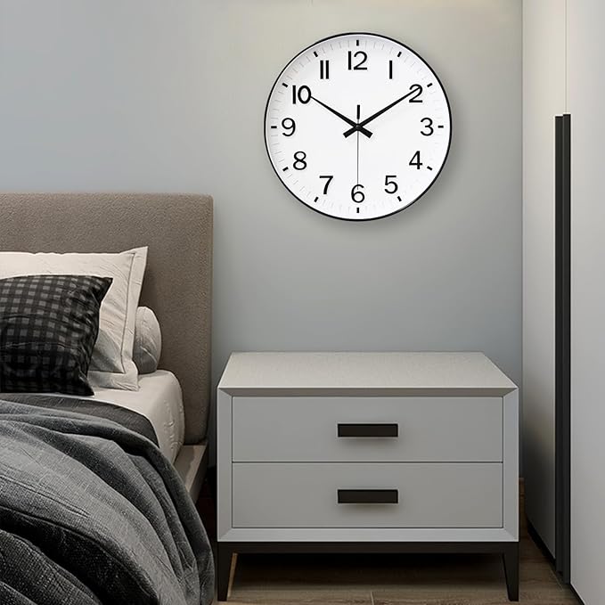 HZDHCLH White Analog Wall Clocks Battery Operated,12 inch Silent Non Ticking Modern Wall Clock for Living Room Bedroom Kitchen Office Classroom Decor