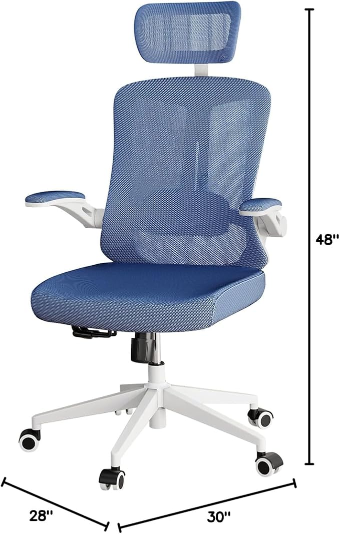 Ergonomic Office Chair - Comfy Desk Chairs with Wheels and Arms, 400LB Heavy Duty Mesh Computer Chairs with Comfortable Head Lumbar Back Support for Office, Bedroom, College Dorm and Study