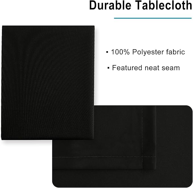 Hiasan Black Rectangle Tablecloth - 30 x 60 Inch - Waterproof & Wrinkle Resistant Washable Fabric Table Cloth for Dining, Party and Outdoor use