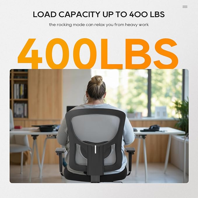 PayLessHere Ergonomic Desk Chair Office Chair Computer Chair 500lbs with Lumbar Support Wide Seat Adjust Arms Rolling Swivel High Back Task Executive Big and Tall Office Chair for Home Office，White