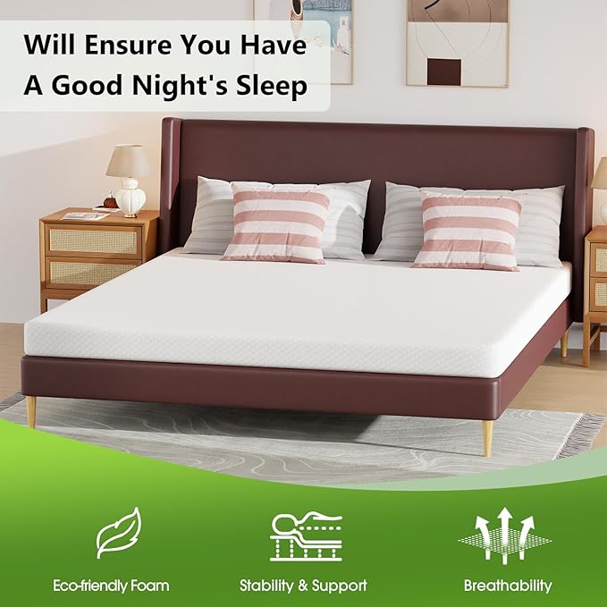 PayLessHere 5 Inch Gel Memory Foam Mattress Medium Firm Mattresses CertiPUR-US Certified Bed-in-a-Box Pressure Relieving California King Size,Fiberglass Free，White