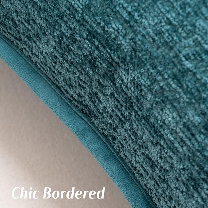 FUTEI Teal Chenille Throw Pillow Covers 16x16 Inch Set of 2,Soft Cozy Bound Edge Design Cushion Case,Home Decor for Couch Bed Living Room