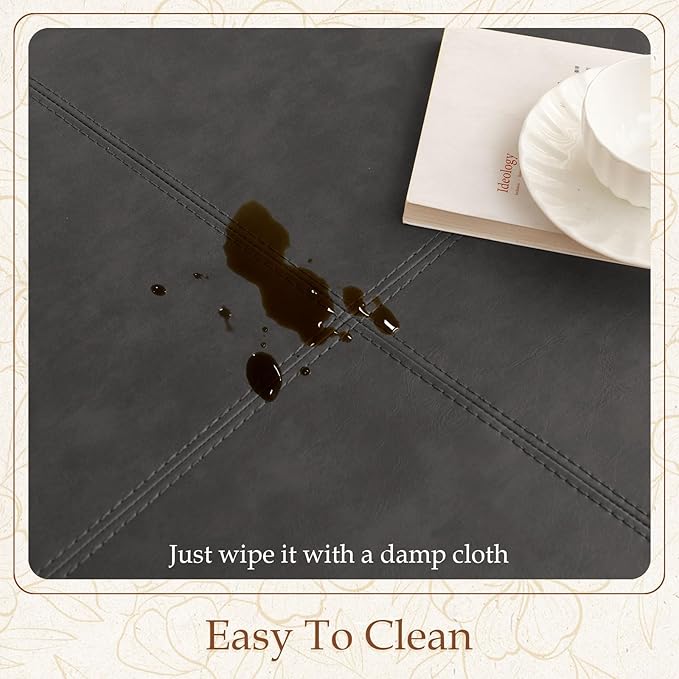 Modern Round Coffee Table, Farmhouse Ottoman for Living Room, Large Vintage Leather Coffee Tables with Leather Upholstered Padded Seat [Round, Vintage Black, 30'']