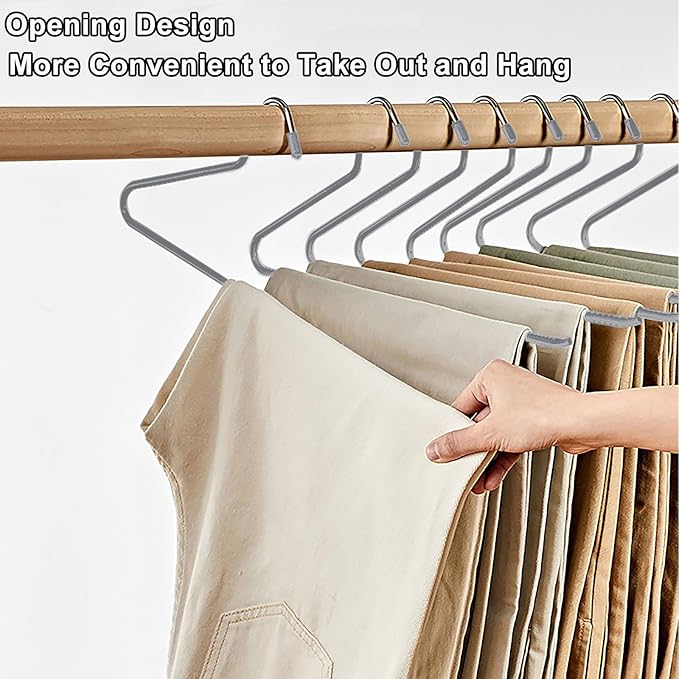 devesanter Pants Hanger 20 Pack Open-Ended Pants Space-Saving Strong Jean Hangers Metal Pant Hangers Versatile Non-Slip Hangers for Short Skirt Jeans Trousers Clothes Hangers for Women Men(Grey