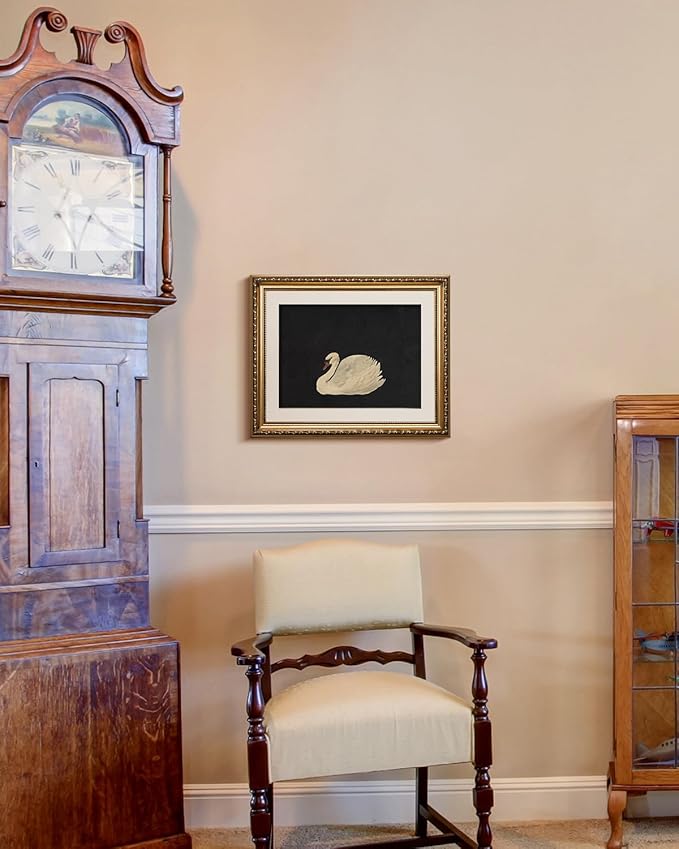 VIYYIEA Gold Framed Wall Art Canvas Print Home Decor Swan Wall Decorations Grace Swan Art Painting Pictures Rustic Bathroom Decor Farmhouse Prints Gift for Living Room Bedroom Kitchen Office 13x16in