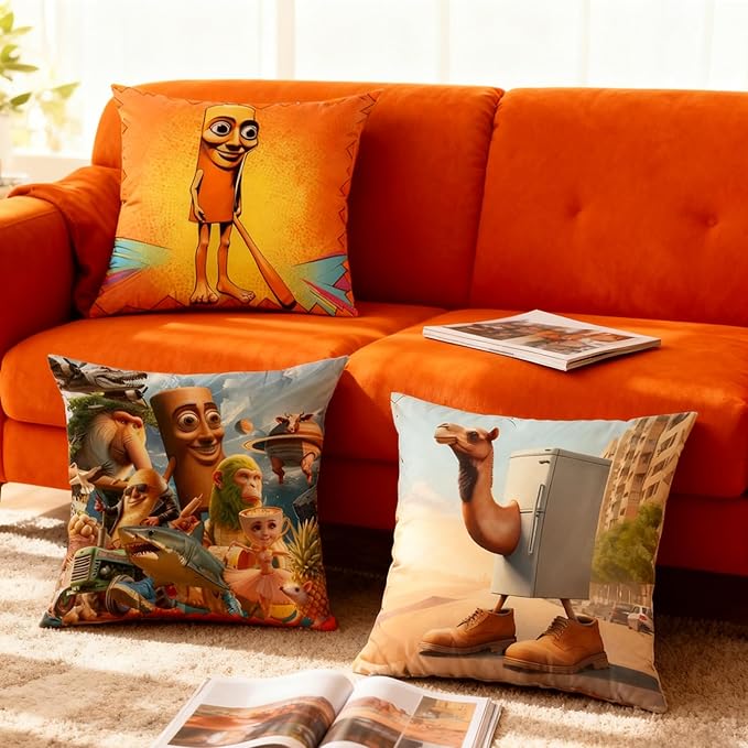 Italian Brainrot Pillow Covers 18"x18" Holiday Decor Throw Cushion Case Set of 4 Itlian Brainrot Home Decorations for Home