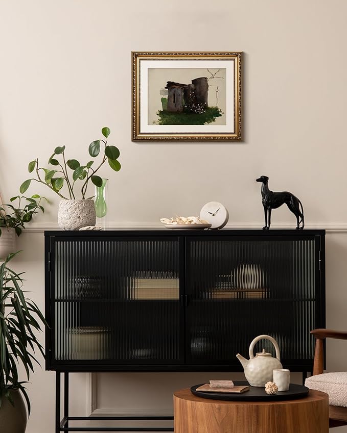 VIYYIEA Gold Framed Wall Art Canvas Print Home Decor Vintage Tree Holes Wild Flowers Bathroom Art Decor Aesthetic Room Decor Oil Painting Farmhouse Plants Wall Decor Bedroom Living Room Gifts 13x16in