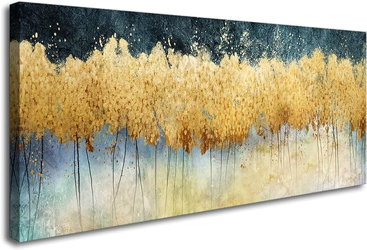 XXMWallArt FC2662 Canvas Wall Art Abstract Golden Forest Painting Modern Decor Abstract Canvas Prints for Living Room Bedroom Kitchen Home and Office Wall Decor