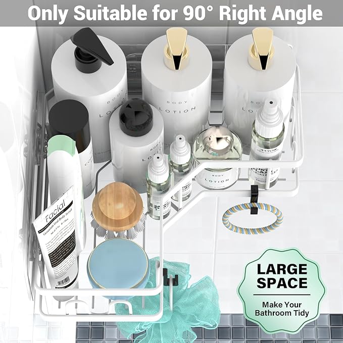Corner Shower Caddy Bathroom Organizer Adhesive Shower Rack Bathtub Shelves - 3Pack No Drilling Shower Shelf For Inside Shower - Rustproof Bath Tub Organizer Caddy