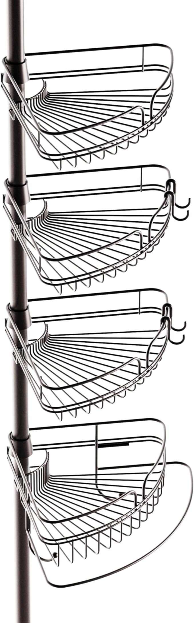 Zenna Home Tension Pole Shower Caddy Corner Organizer, Adjustable Standing Shower Caddy with 4 Baskets and Built in Towel Bar, Rust Resistant Bathroom Tension Rod Organizer, 60 to 97 Inch, Bronze
