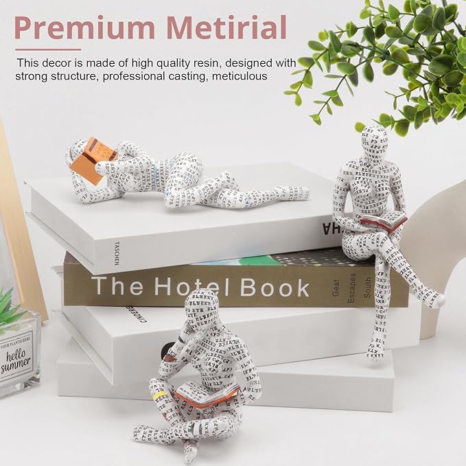 puthiac Office Shelf Decor - Reading Woman Figurine Sculpture Thinker Statue - Modern Abstract Home Decor for Living Room, Office, Bedroom - Elegant and Aesthetic Decoration Statue 04