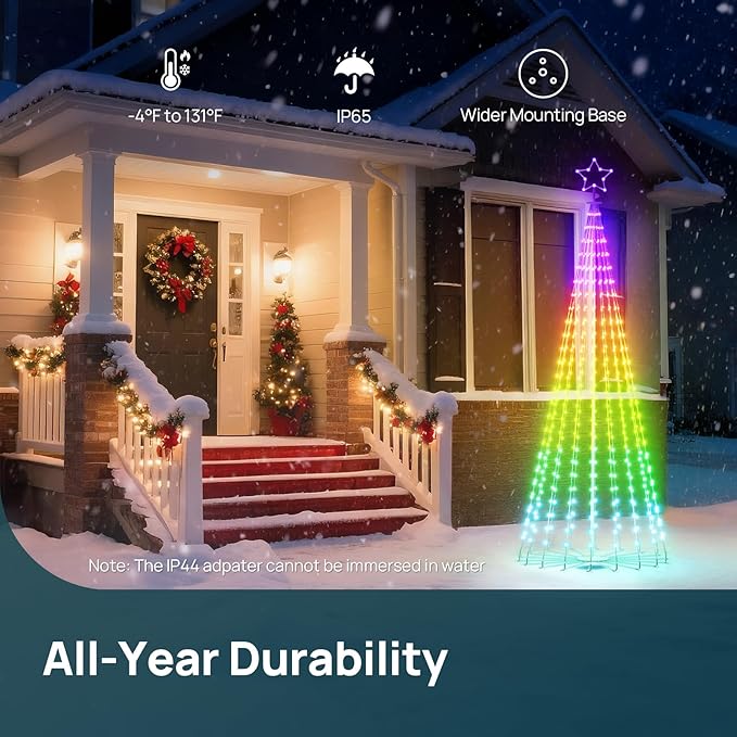 Linkind Christmas Cone Tree Lights, 7ft 460 LEDs Christmas Tree Lights, 85+ Scene Modes, App-Controlled, IP65 Waterproof Outdoor Indoor String Lights for Xmas Decorations, Music Sync, Holiday Decor