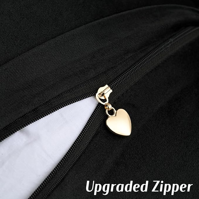 FUTEI Black Chenille Throw Pillow Covers 22x22 Inch Set of 2,Soft Cozy Bound Edge Design Cushion Case,Home Decor for Couch Bed Living Room