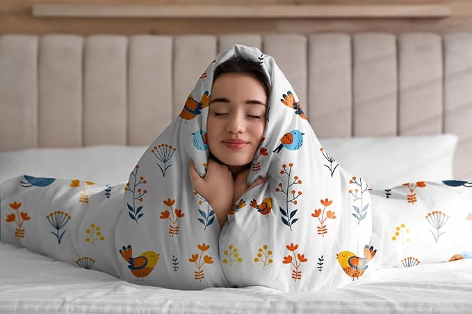 100% Egyptian Cotton Printed Duvet Cover Set 1000 Thread Count Oversized King Luxurious Duvet Cover Set of 3, Breathable, & Durable Set Hotel Quality, Super Soft Comfy All Season - White