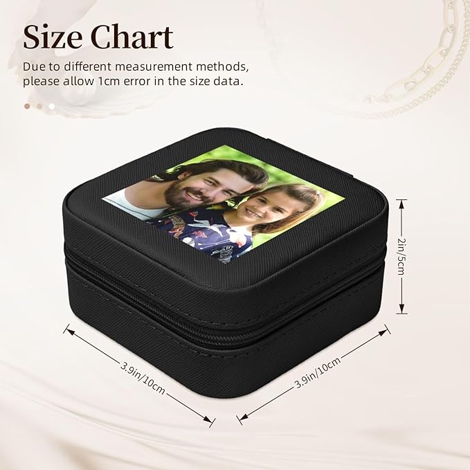 Personalized Jewelry Box Gifts for Women - Custom Jewelry Organizer with Image Text Logo - Customized Travel Leather Jewelry Case for Mom Wife Wedding Girls