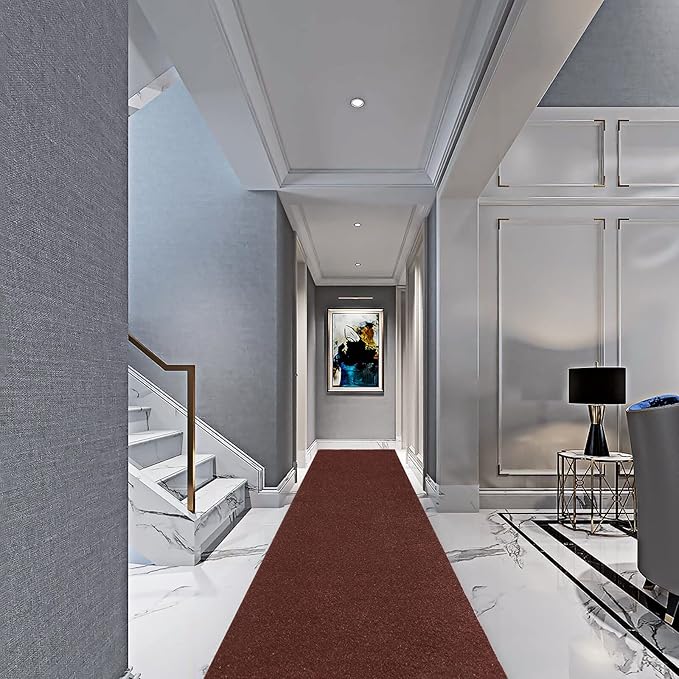 4' x 26' Runner Rugs with Rubber Backing, Indoor Outdoor Utility Carpet Runner Rugs, Chocolate Brown, Can Be Used as Aisle for The RV and Boat, Laundry Room and Balcony