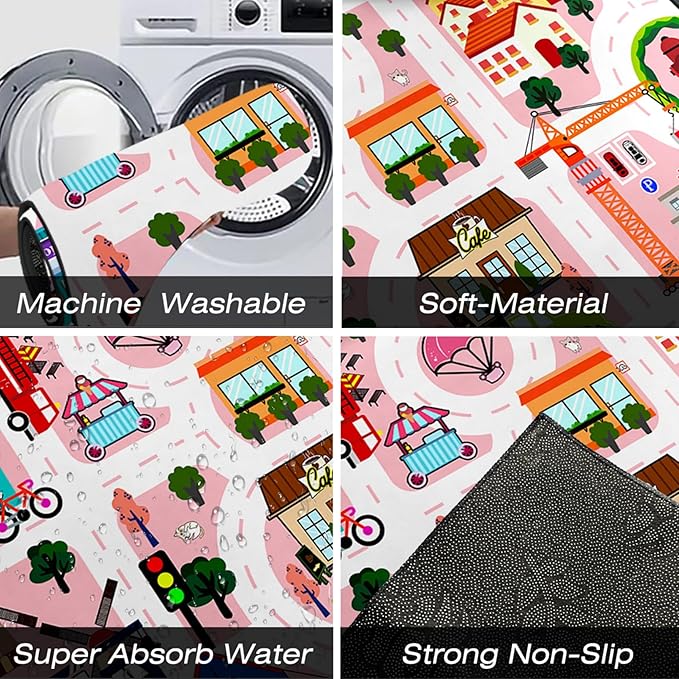 Road Map Carpet for Kids - Kids Rugs for Playroom Car Rugs for Toy Car Play Mats for Floor City Rug Play Mat, 2. 5x4 Feet