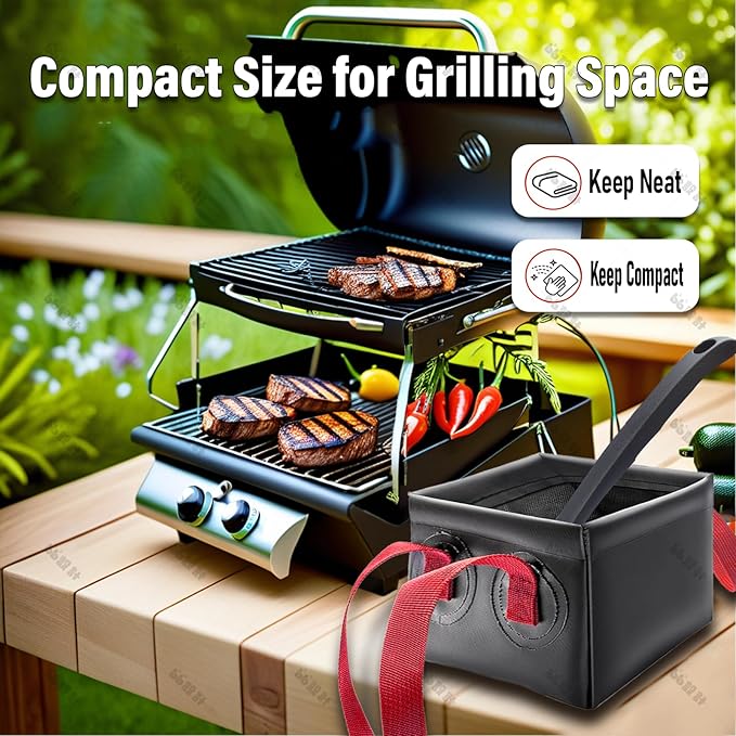 Grill Rescue Brush Dunk Tank,Grill Brush Bucket,Grill Brush Bristle Free Soak Basin,Collapsible Bucket for Grillart Grill Brush Bristle Free,Square Water Basin for Steam Grill Brush (Only Soak Basin)