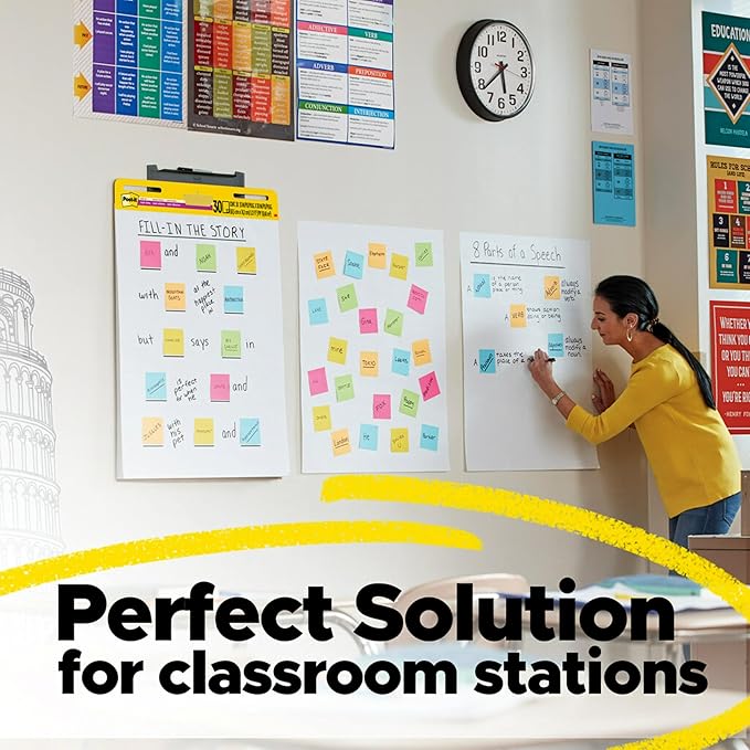 Post-it Super Sticky Easel Pad, 25 x 30 Inches, 30 Sheets/Pad, 6 Pads (561WL VAD 6PK), Large White Lined Premium Self Stick Flip Chart Paper