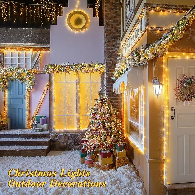 JMEXSUSS Connectable Warm White Christmas Lights Indoor Outdoor, 91.5ft 250 LED Christmas String Lights, 8 Modes Twinkle Fairy String Light Plug in for Tree Party Decoration