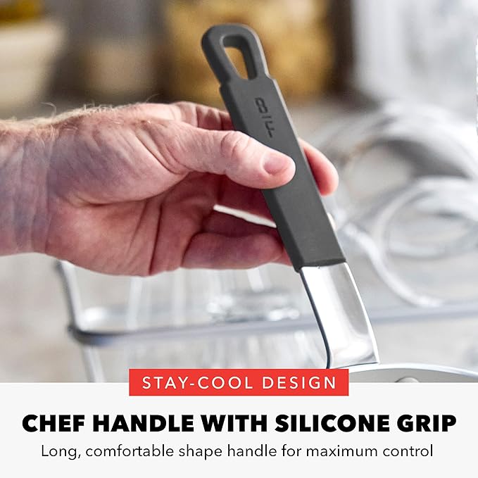 GreenPan x Bobby Flay 12" Nonstick Frying Pan Skillet, PFAS-Free Diamond Ceramic, Induction Suitable, Stay-Cool Silicone Handle, Easy Clean Dishwasher & Oven Safe, Egg & Omelet Pan, Graphite