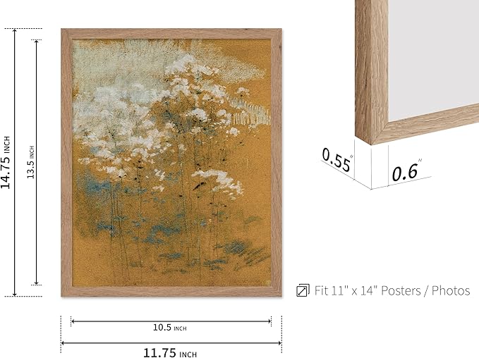 Poster Master Vintage Wild Flowers Poster - Retro Tonal Botanical Painting Print - Abstract Art - Floral Art - Farmhouse Art - Aesthetic Flower Shop or Living Room Wall Decor, 11x14 Beige Framed