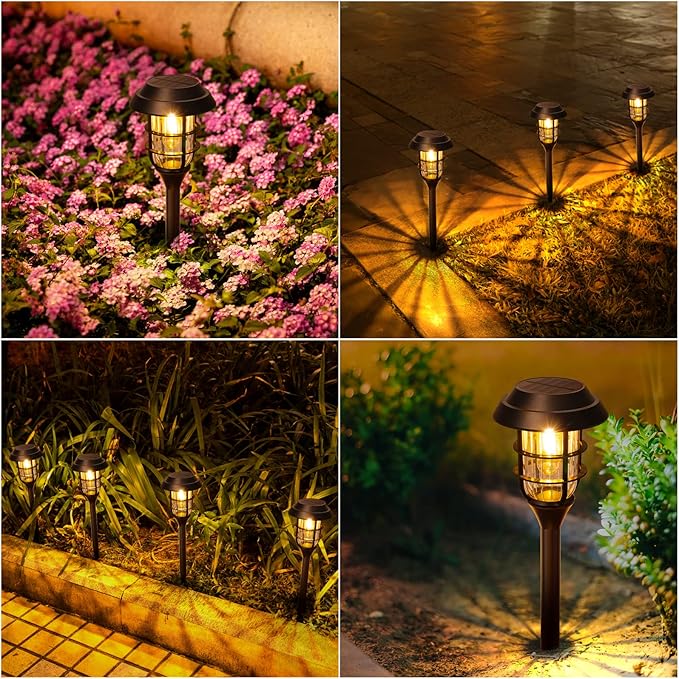 LETMY Solar Pathway Lights Outdoor, 8 Pack Bright Solar Lights Outdoor, IP65 Waterproof Auto On/Off Solar Garden Lights Solar Powered Landscape Lighting for Yard Patio Walkway Driveway