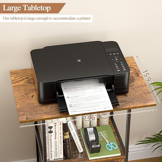 File Cabinet Small Filing Cabinet with Lock Printer Stand with Storage, Rolling File Cabinet with Drawer Vertical File Cart with Wheels, Lockable Filing Cabinet for Home Office