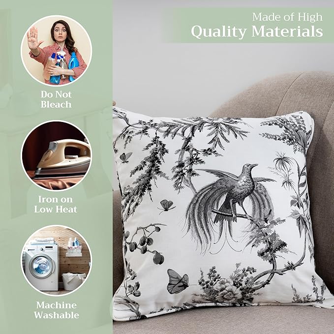 Maison d' Hermine Decorative Pillow Covers 20x20 Inch Square 100% Cotton Throw Pillow Covers with Invisible Zipper for Living Room Couch, Chair, Sofas, Bedroom, Home (Paradise - Mid Night)