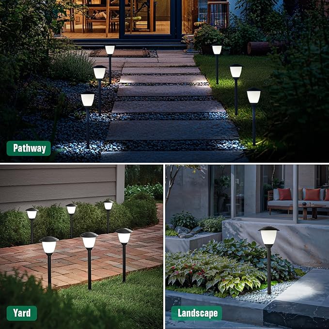 Low Voltage Pathway Lights LED Landscape Lights, 1.7W 12V, 3000K Warm White, IP65 Waterproof, ETL Listed, for Yard, Walkway, Garden, Black 6 Pack