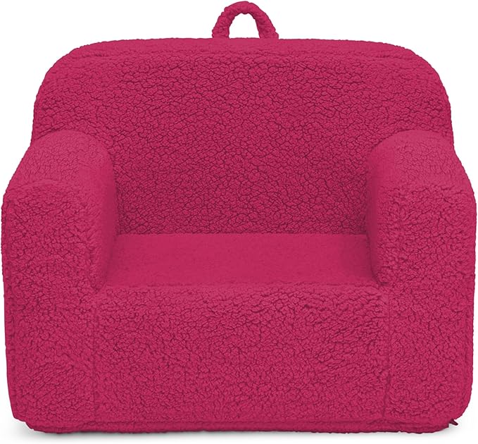 Delta Children Sherpa Cozee Chair - Foam Kids Chair for Ages 18 Months and Up, Hot Pink