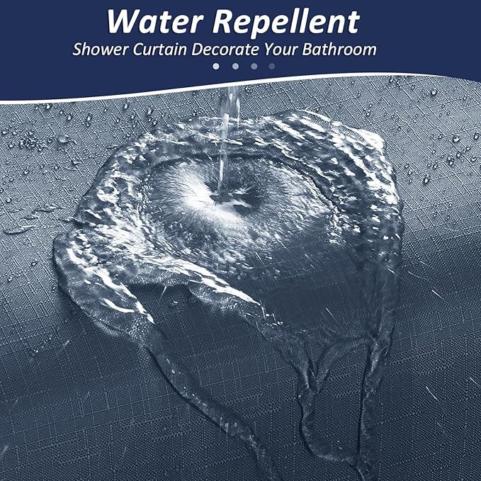 Naturoom Denim Blue Shower Curtains for Bathroom,Ombre Cloth Fabric Shower Curtain Set with 12 Hooks Denim Blue Bathroom Decor 72 x 72