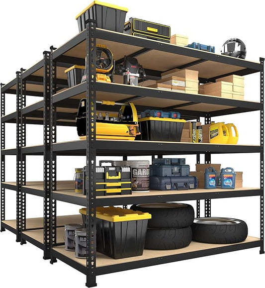 PrimeZone 47" W x 23.6" D x 71" H Large Heavy Duty Storage Shelves - 3 Pack 5 Tier Adjustable Garage Storage Shelving, Metal Storage Utility Rack Shelf Unit for Warehouse Pantry Closet Kitchen, Black